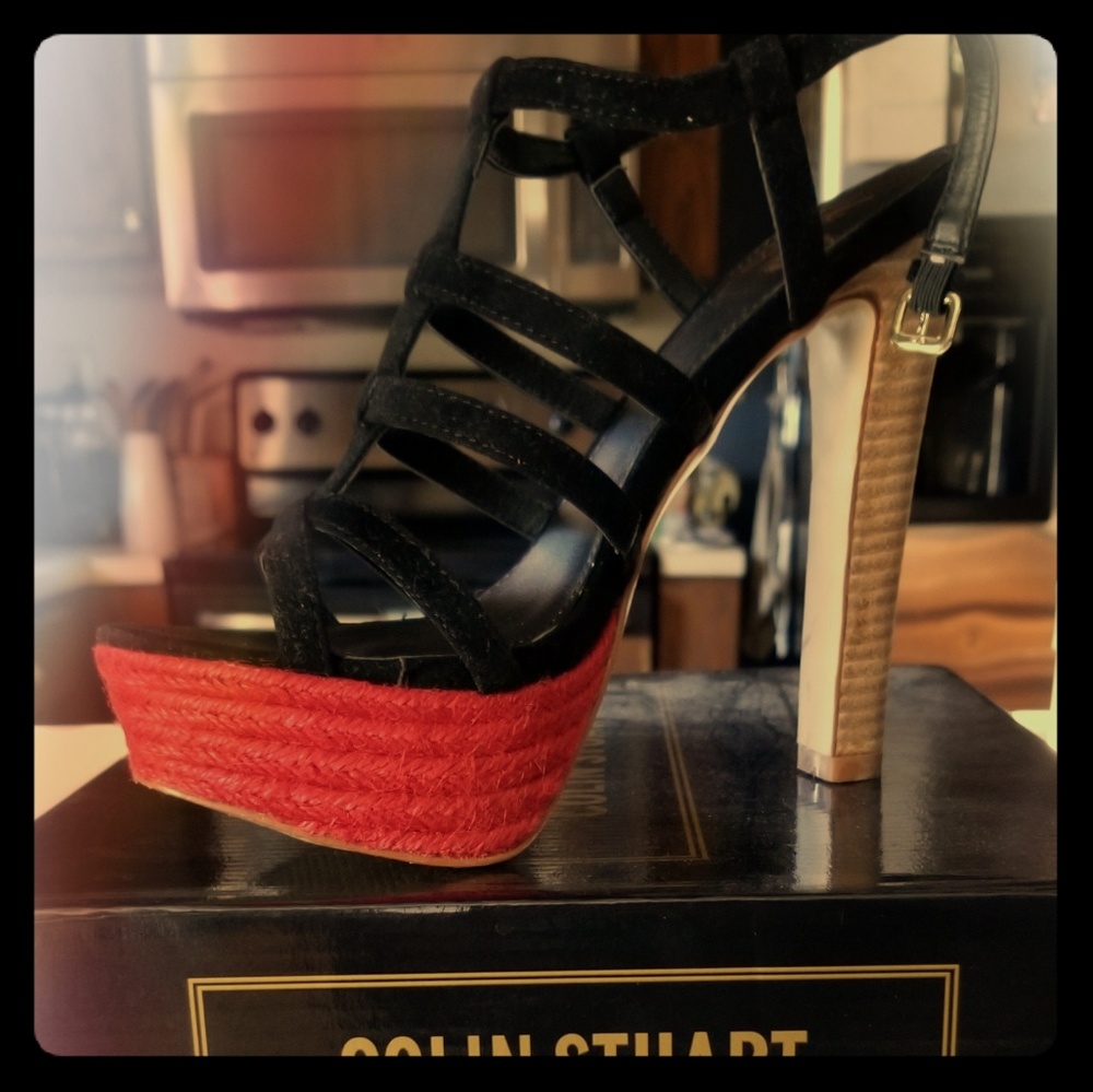 Victoria Secret Red Sole black platform sandal